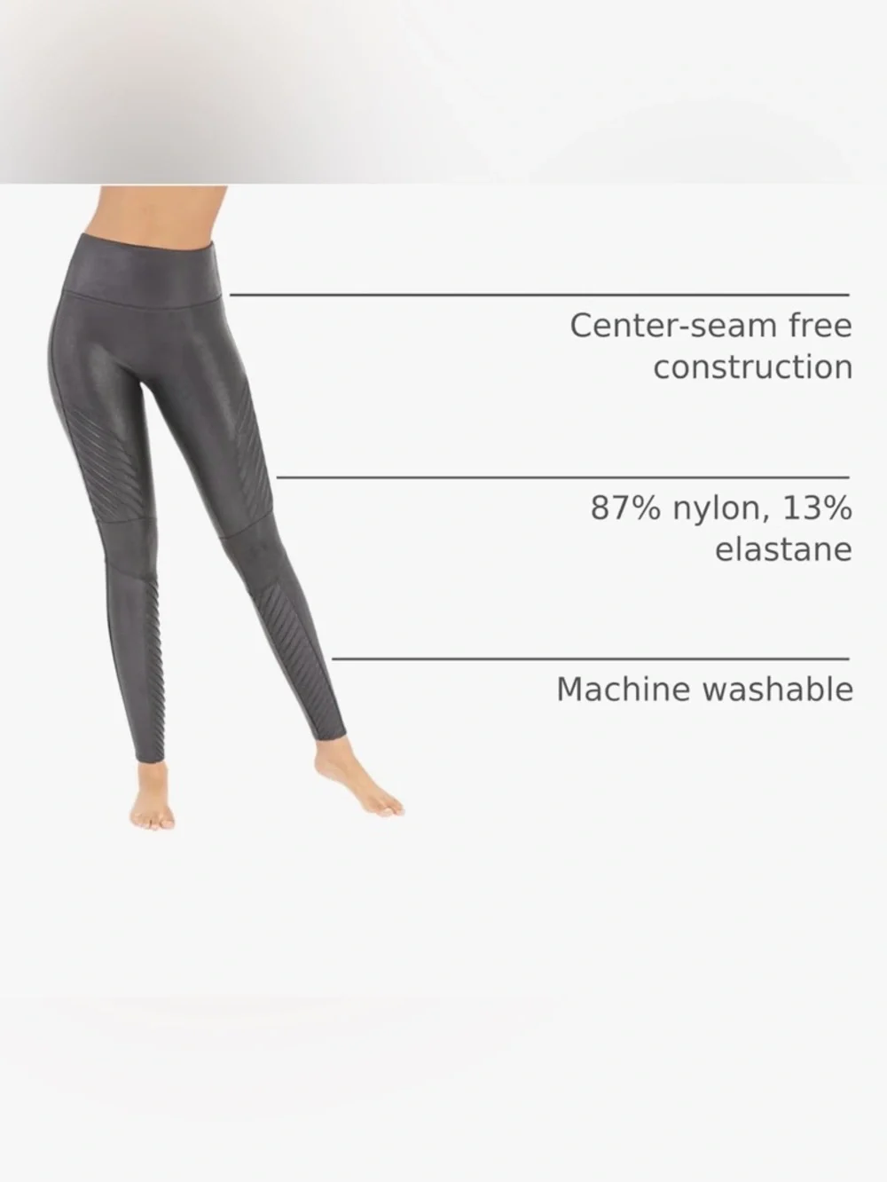 SPANX Shape Faux Leather Moto Leggings in Gunmetal - Picture 8 of 12